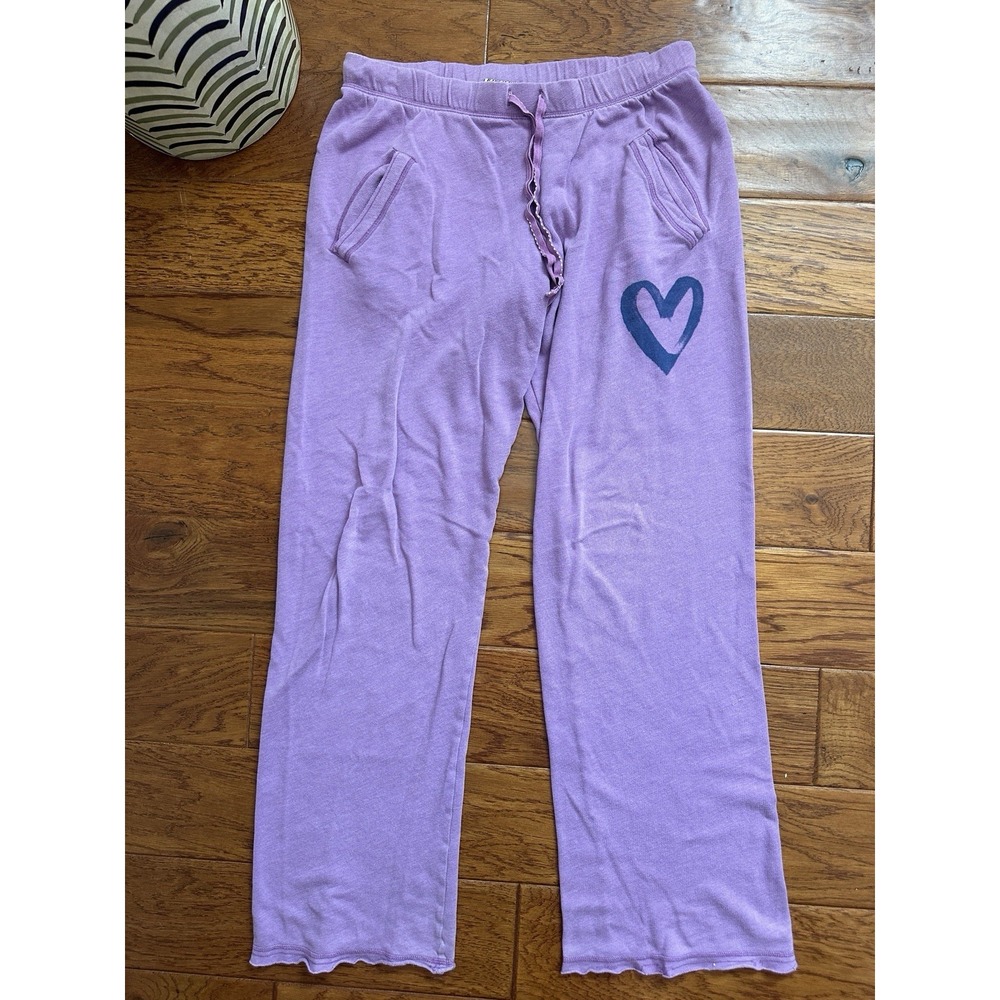 Vintage PINK Victoria's Secret Sweatpants XS Wide Leg Purple Heart Y2K 2009